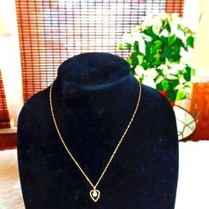 14KT REAL Gold Twist‎ Chain /W Twist Heart Pearl Pendant 2.1 Grams